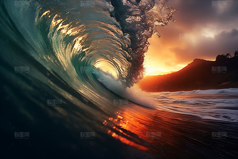 大海浪花海水透明摄影图