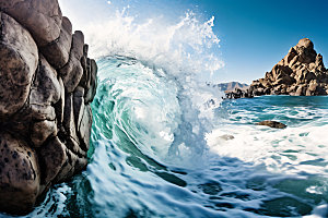 大海浪花海浪海水摄影图