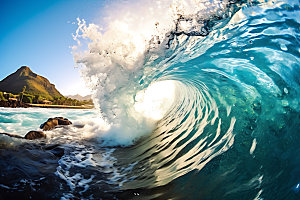 大海浪花蓝色海面摄影图