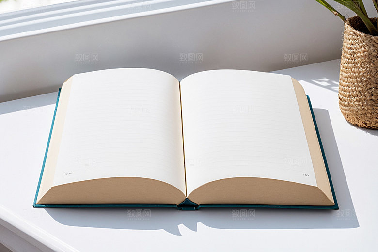 打开书本笔记本学习样机
