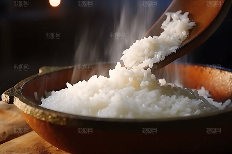 米饭美食煮饭摄影图