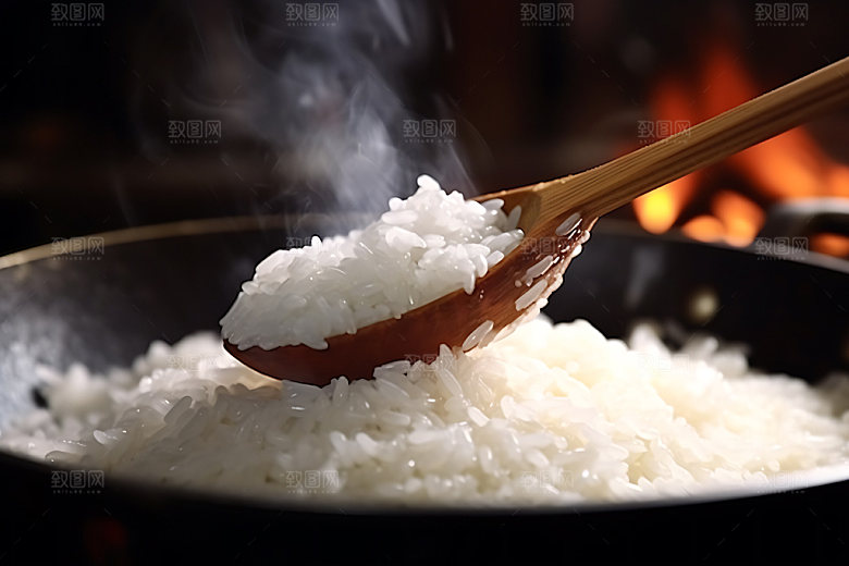 米饭煮饭美食摄影图