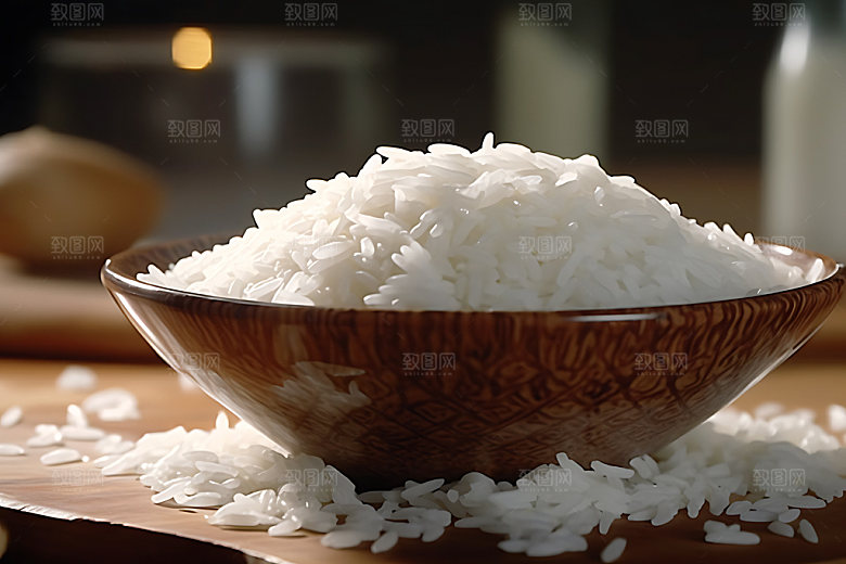 米饭煮饭主食摄影图