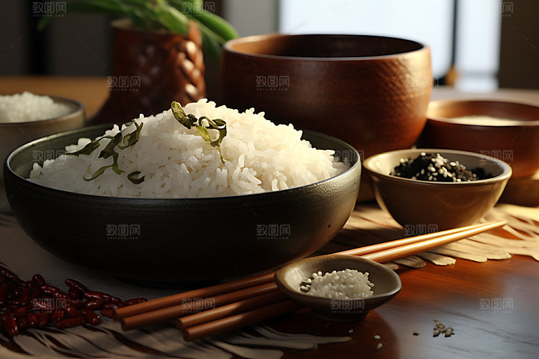 米饭大米煮饭摄影图