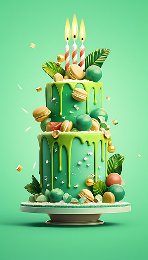 生日蛋糕美食甜品插画
