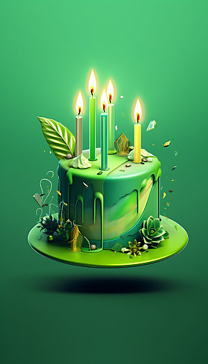 生日蛋糕彩色甜品插画
