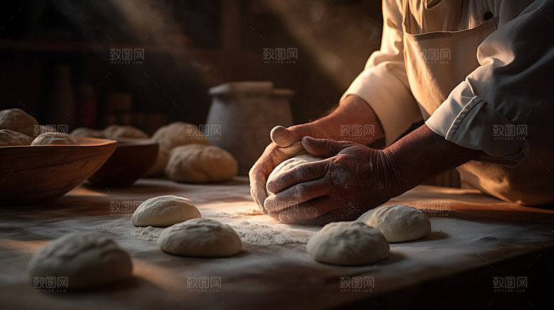 蛋糕制作厨房工作甜品摄影图