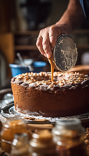 蛋糕制作烤蛋糕厨房工作摄影图
