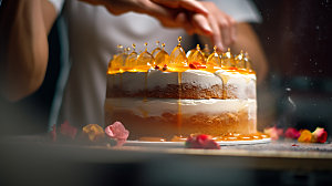 蛋糕制作厨房工作甜点摄影图