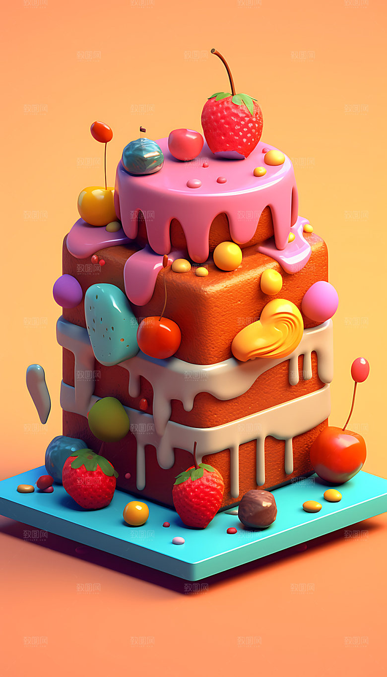 创意蛋糕3D立体模型