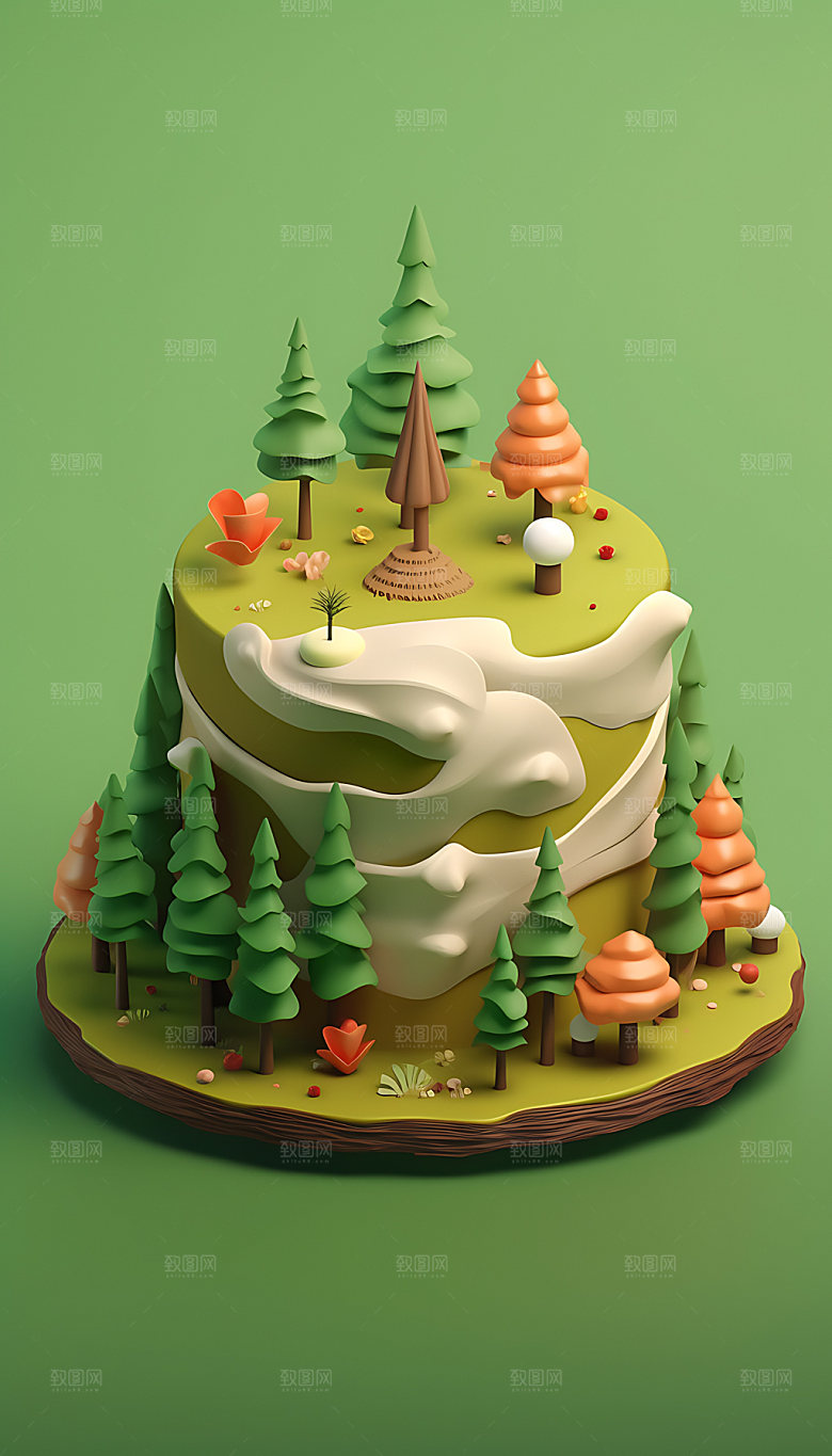创意蛋糕艺术甜品3D模型