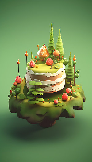 创意蛋糕植物蛋糕3D模型