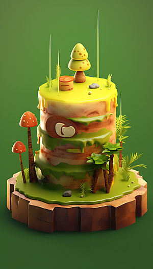 创意蛋糕植物蛋糕高清模型
