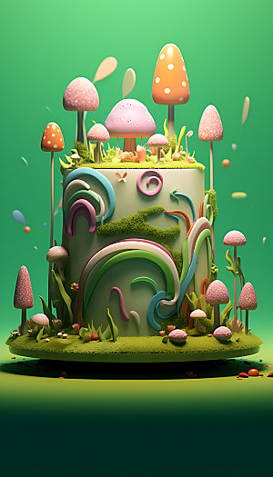 创意蛋糕立体植物蛋糕模型