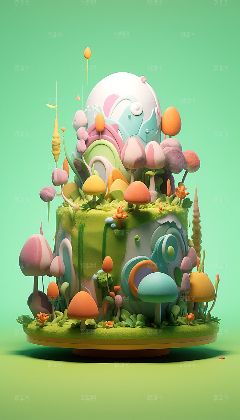 创意蛋糕高清3D模型
