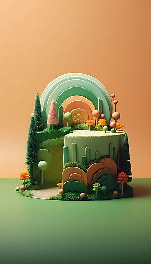 创意蛋糕立体植物蛋糕模型