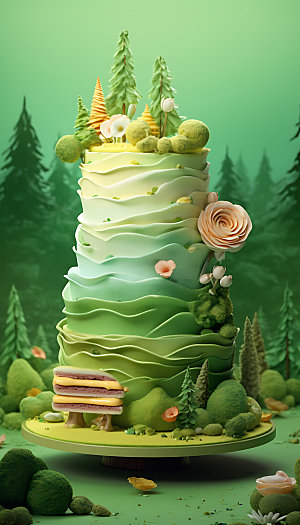 创意蛋糕艺术甜品植物蛋糕模型