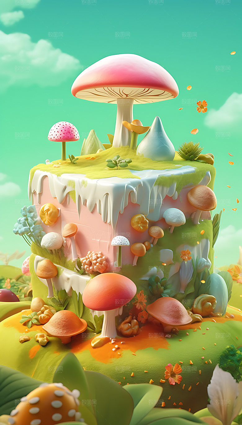 创意蛋糕3D烘焙模型