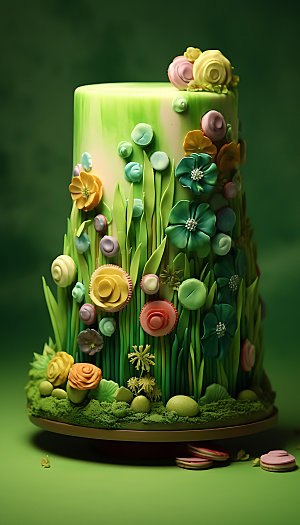 创意蛋糕3D植物蛋糕模型