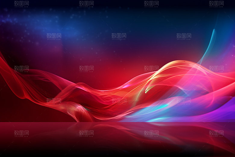 红色波浪线光效背景图