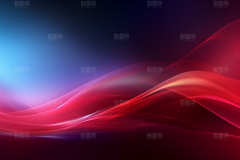 红色海报波浪线背景图