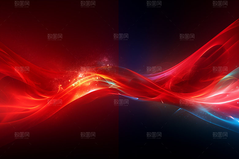红色简约波浪线背景图