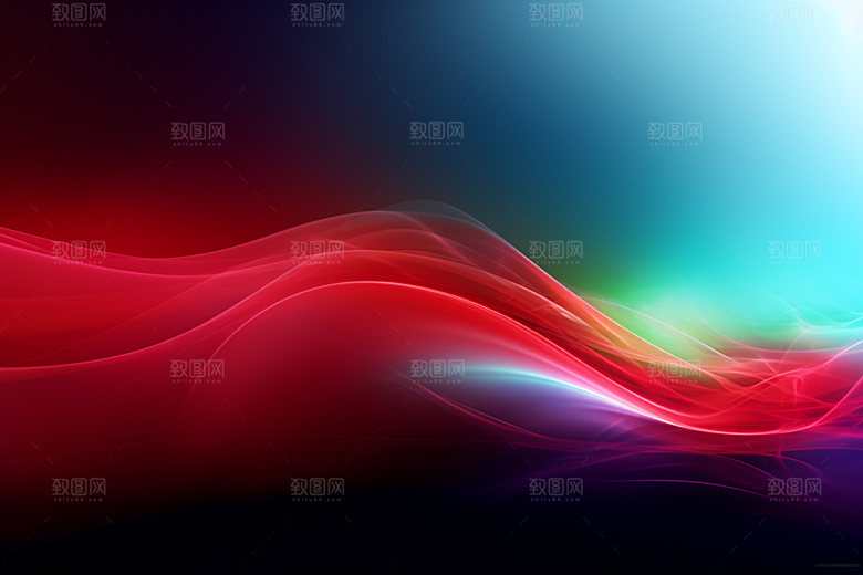 红色简约波浪线背景图