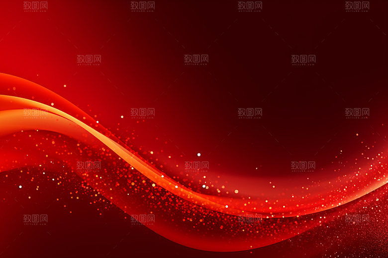 红色年会波浪线背景图