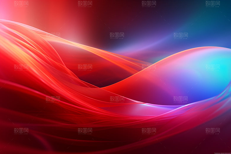 红色年会波浪线背景图