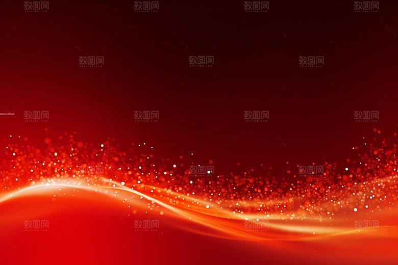 红色波浪线抽象背景图