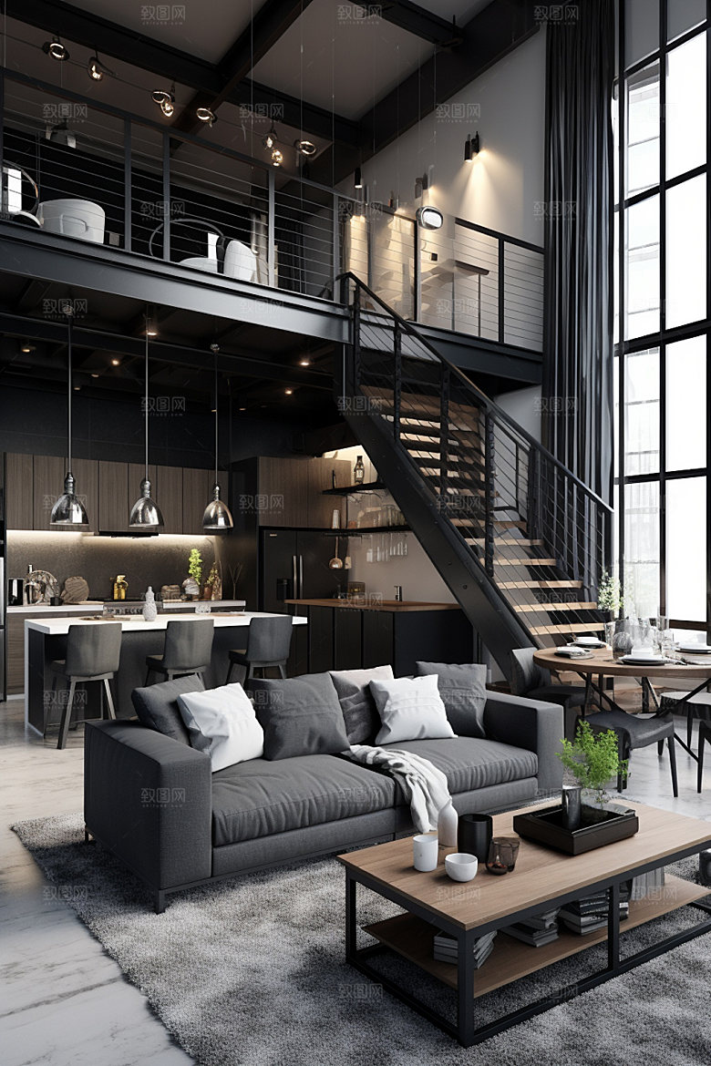 LOFT独居小户型效果图