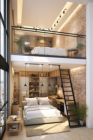 LOFT设计单身公寓效果图