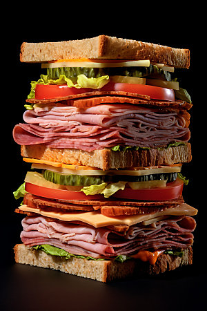 多层三明治快餐美味摄影图