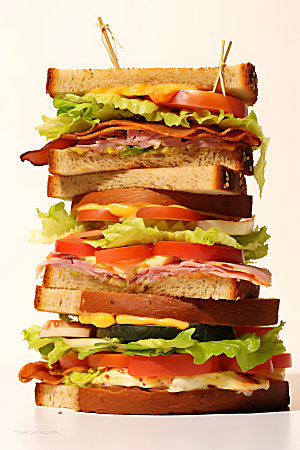 多层三明治美食西餐摄影图