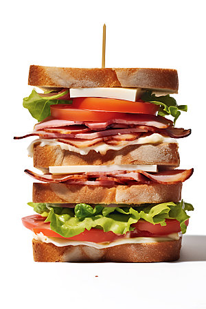 多层三明治西餐美味摄影图