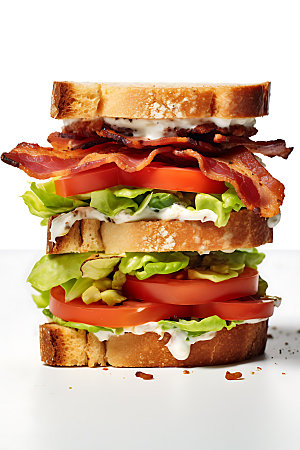 多层三明治美味汉堡摄影图