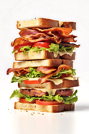 多层三明治美食美味摄影图