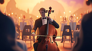 大提琴音乐会音乐家摄影图