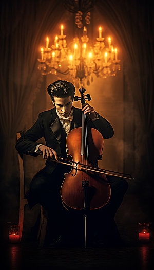大提琴表演演奏摄影图