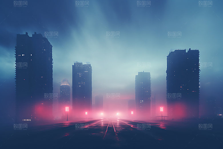 大雾天气现象雾都摄影图