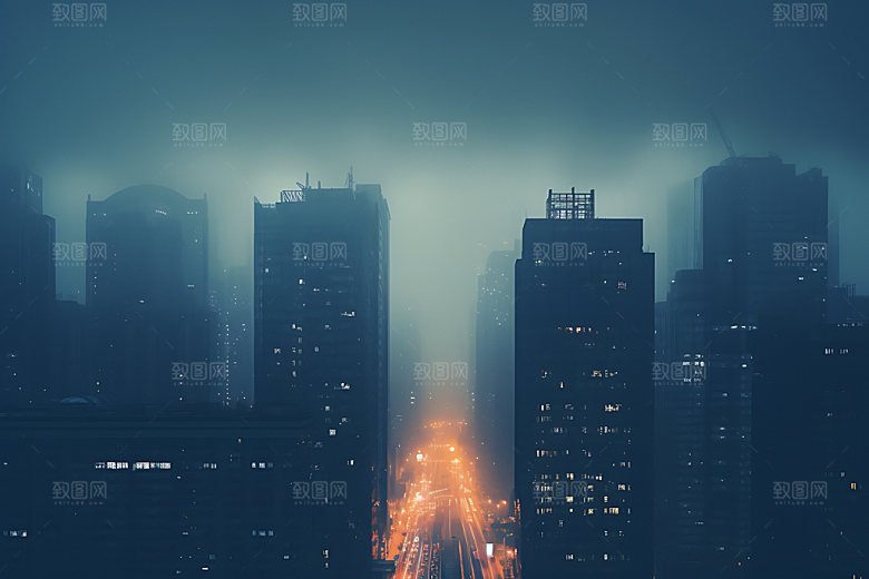 大雾天气现象雾霾摄影图