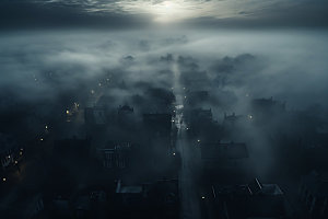 大雾雾都自然气候摄影图