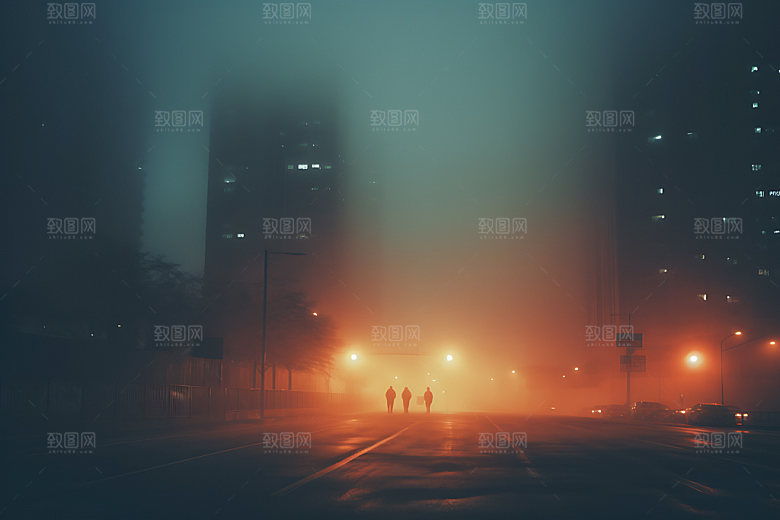 大雾雾霾迷雾摄影图