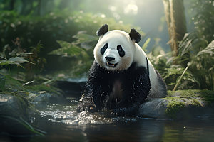 大熊猫保护动物自然摄影图