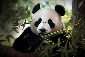 大熊猫高清竹林摄影图
