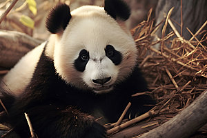 大熊猫竹林自然摄影图