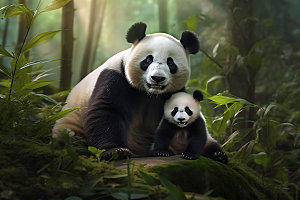 大熊猫自然保护动物摄影图