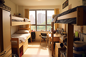 学生宿舍多人间寝室摄影图