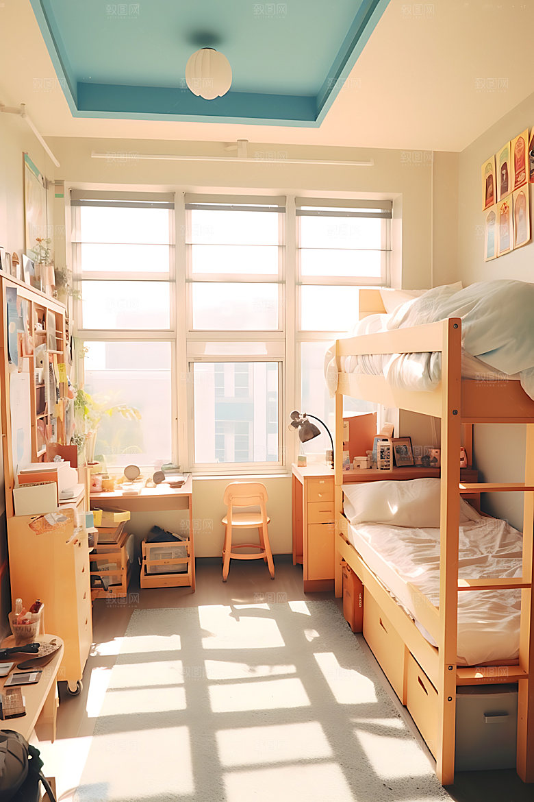 学生宿舍寝室多人间摄影图