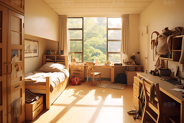 学生宿舍多人间室内摄影图